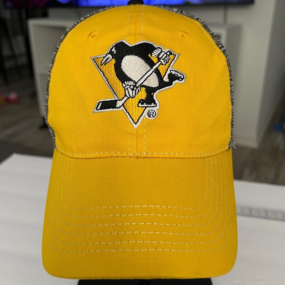 Pittsburgh Penguins NHL Snapback Hat Yellow Grey Heathered Cap 20210294 2184